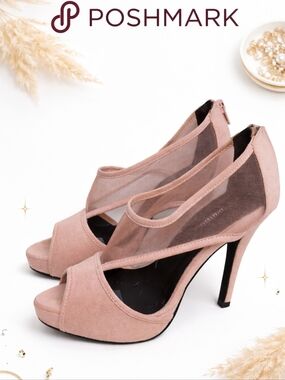 Call It Spring Blush Pink Mesh Peep Toe Stiletto Heels Platform Party  Pumps 7